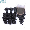 2016 Wholesale loose wave hair bundles with 4x4 lace closure remy hair extensions